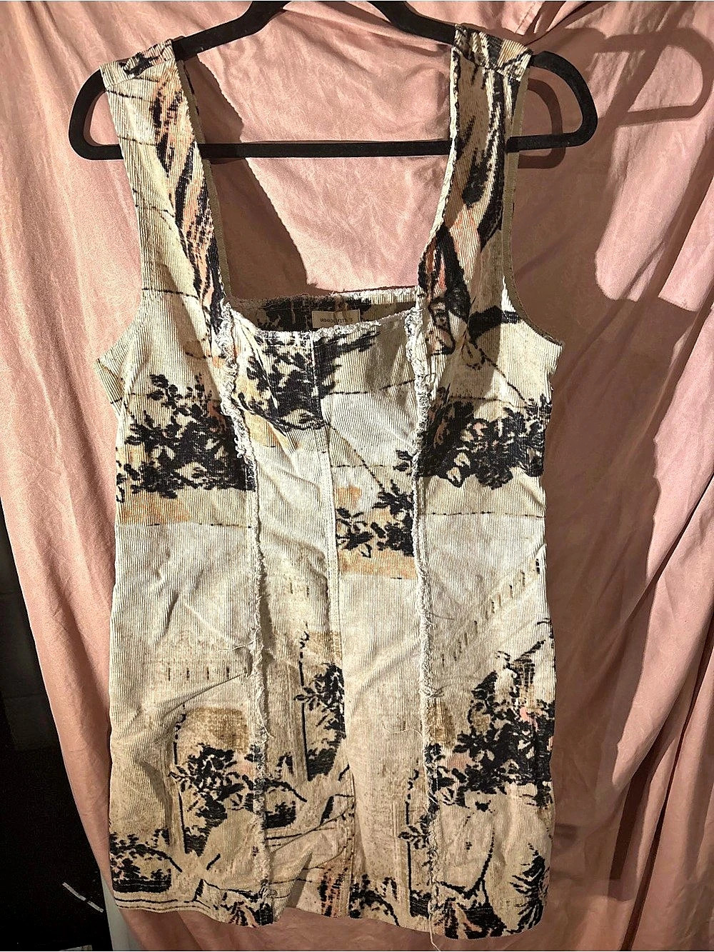 Urban Outfitters Floral Mini Dress in Cream & Black Size Large